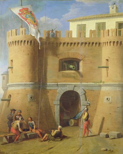 Soldiers outside a Fortified Castle by Michele Giambono